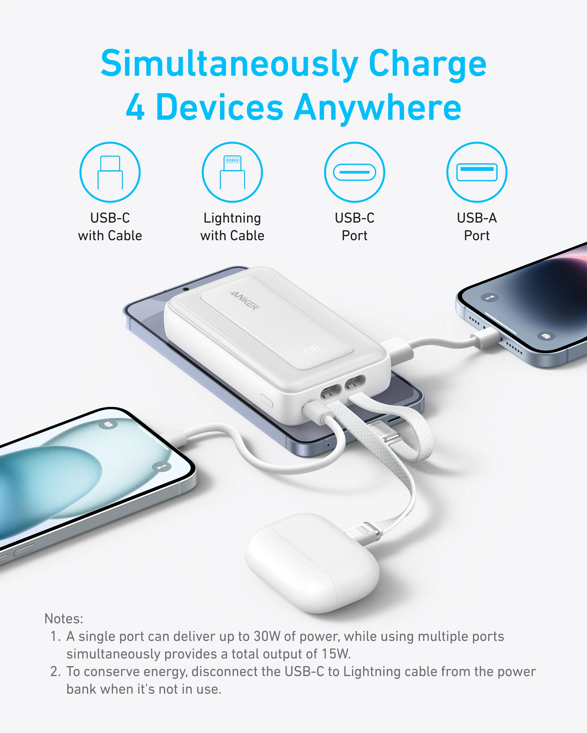 Anker Zolo Power Bank (10K, Built-In USB-C and Lightning Cable) - Image 5