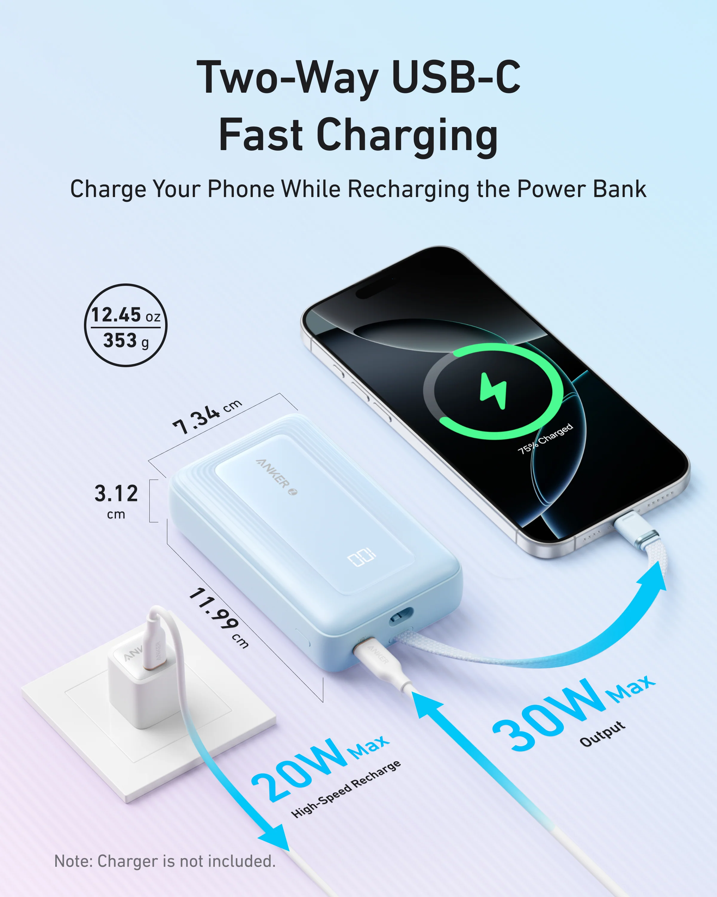 Anker Zolo Power Bank (20K, 30W, Built-In USB-C Cable) - Image 5