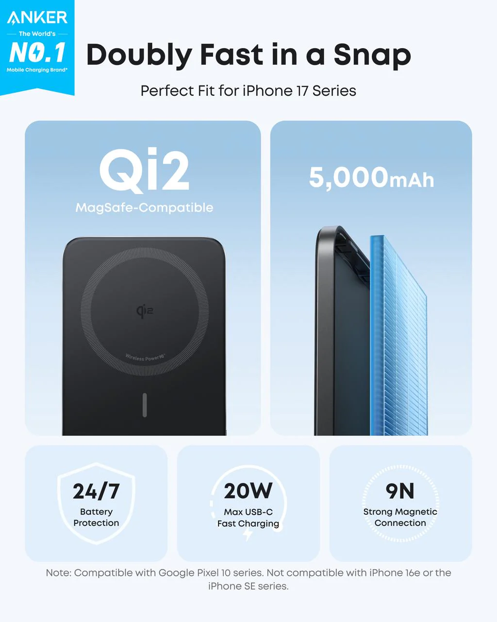 Anker Nano Power Bank, 5,000mAh Wireless Charger, Ultra-Slim, 15W Fast Charging - Image 3
