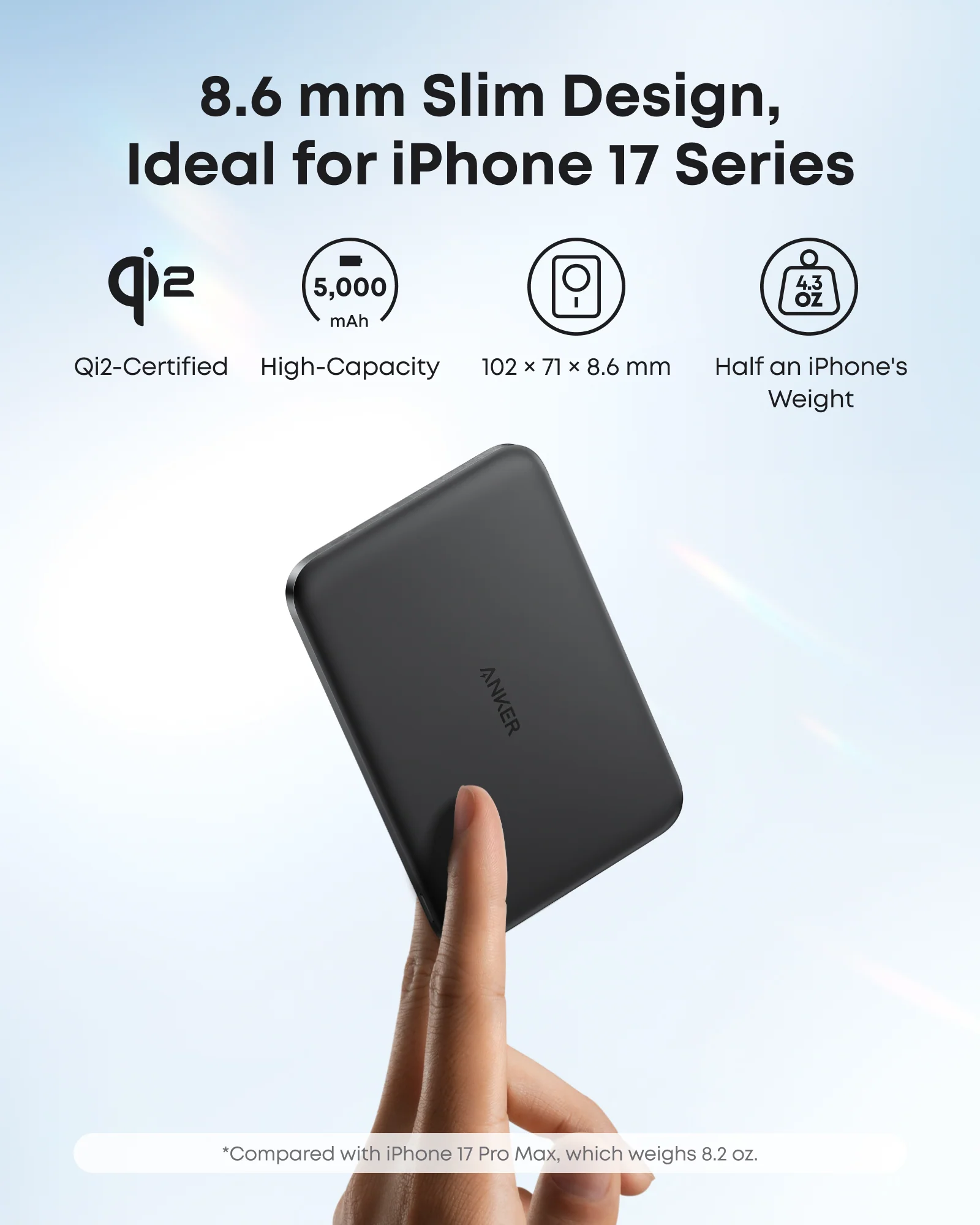 Anker Nano Power Bank, 5,000mAh Wireless Charger, Ultra-Slim, 15W Fast Charging - Image 4