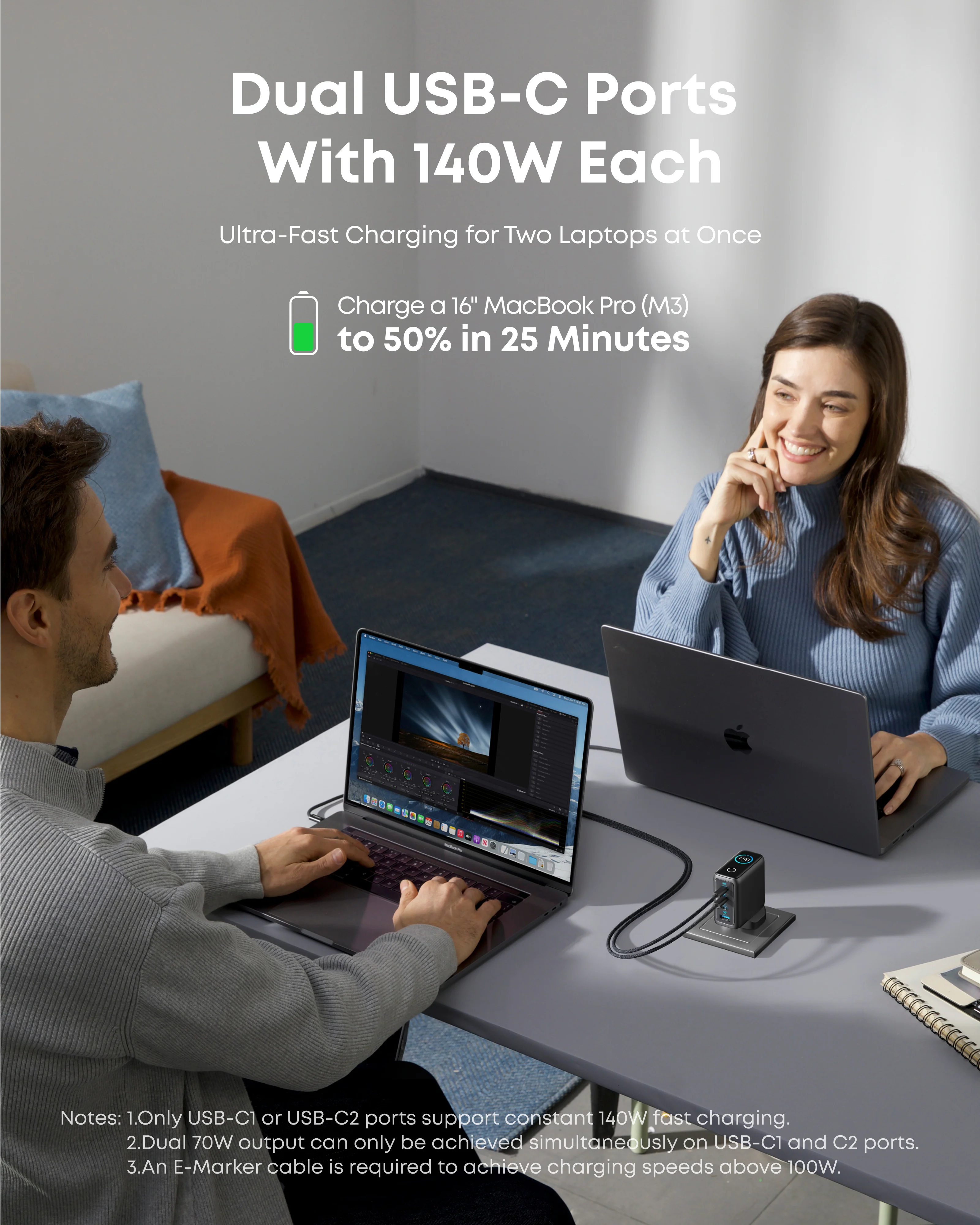 Anker Laptop Power Bank (25K, 165W, Built-In and Retractable Cables) and Charger (140W, 4-Port, PD 3.1) with USB-C Cable - Image 11