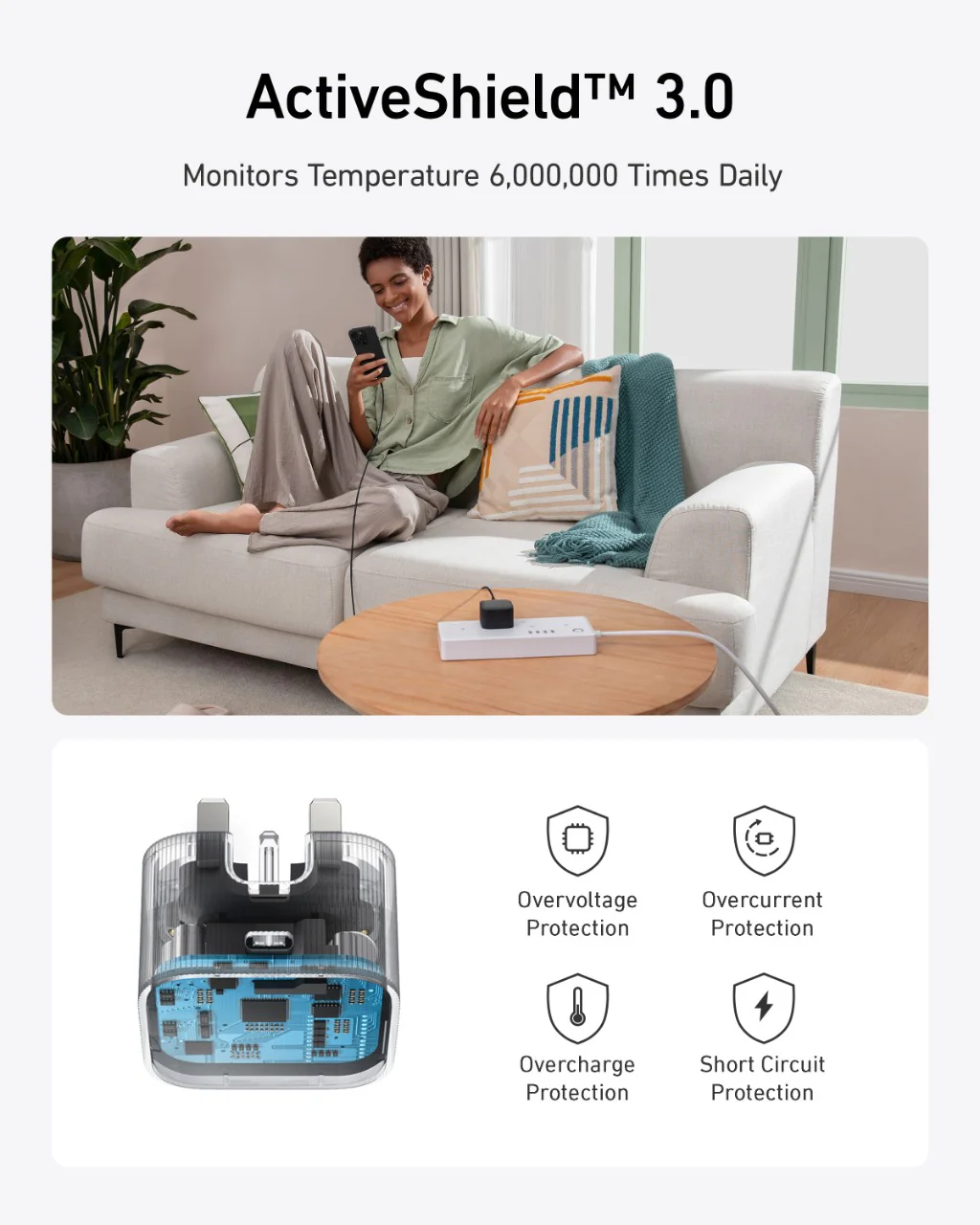 Anker Nano USB-C Wall Charger (30W) and USB-C to USB-C Cable (240W, Upcycled-Braided) - Image 7