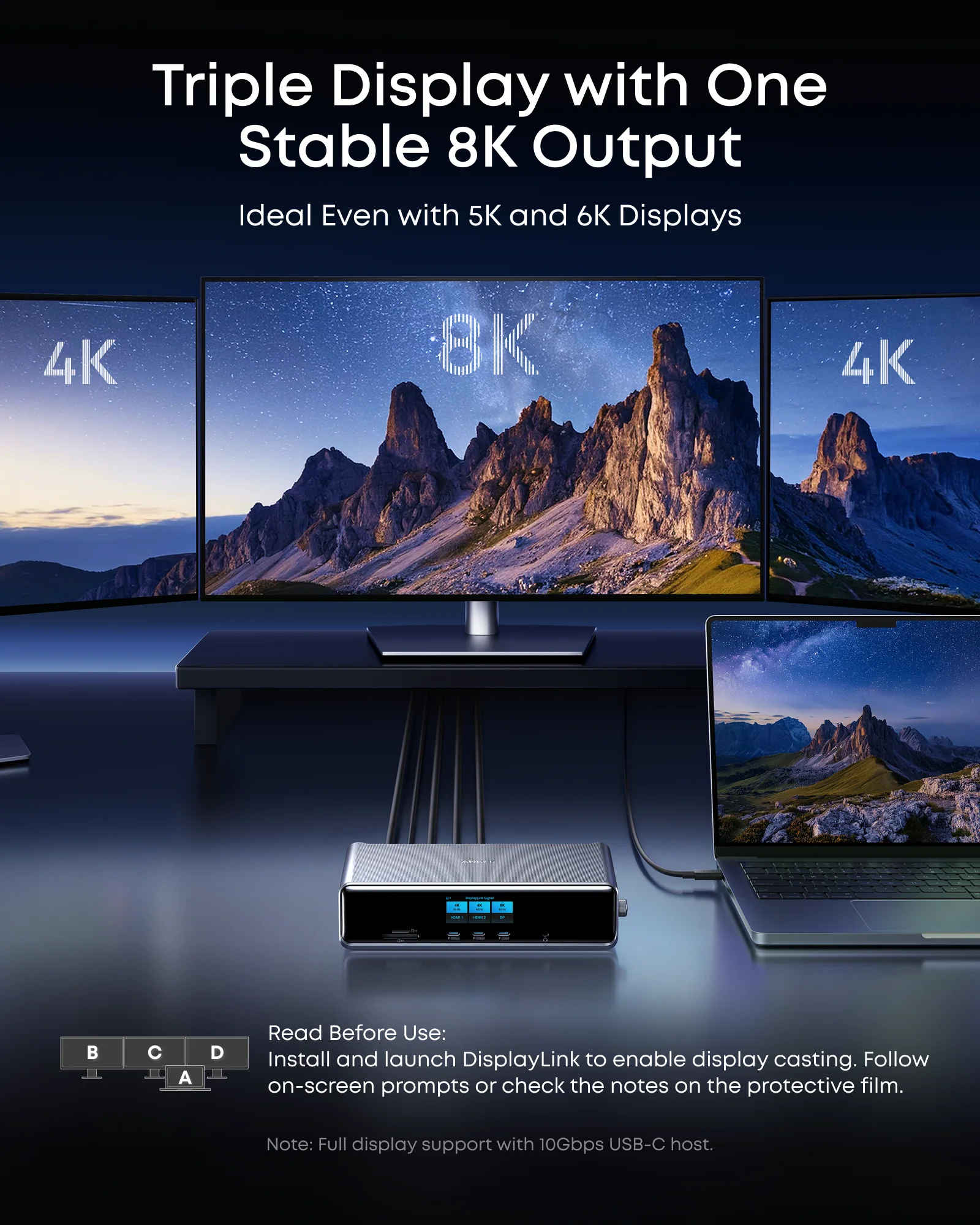 Anker Prime Docking Station (14-in-1, Triple Display, DisplayLink) with DL7400  and USB-C to USB-C Cable ( 3ft, 240W, Upcycled-Braided) - Image 3