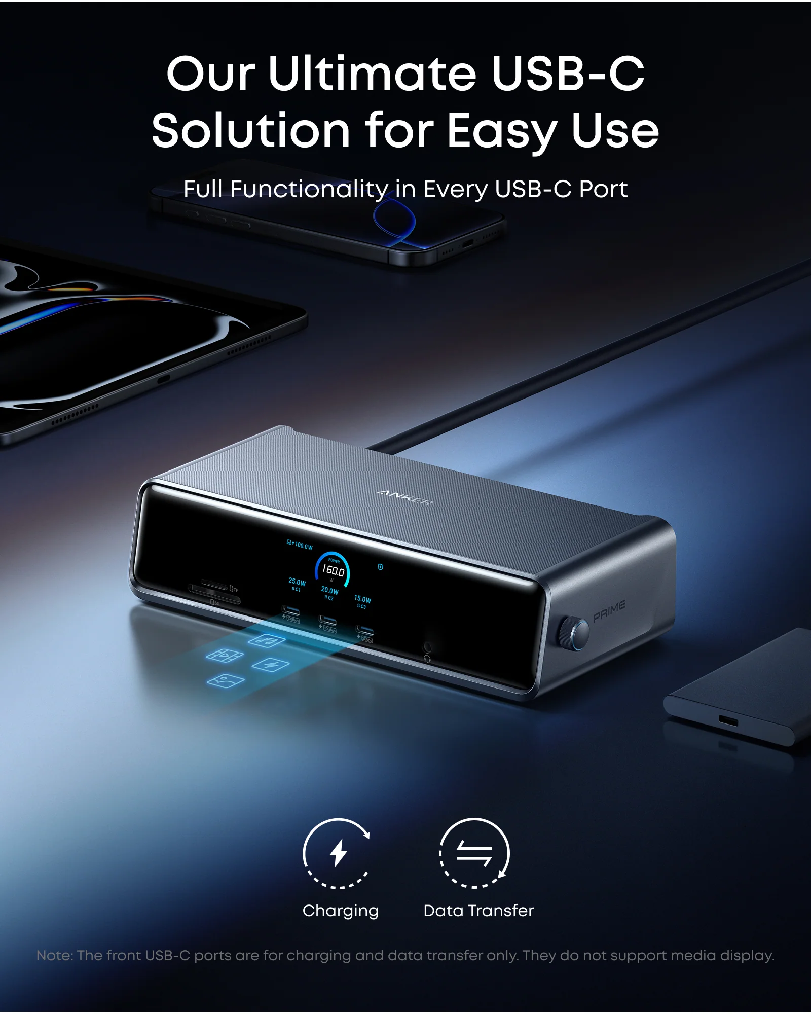 Anker Prime Docking Station (14-in-1, Triple Display, DisplayLink) with DL7400  and USB-C to USB-C Cable ( 3ft, 240W, Upcycled-Braided) - Image 7
